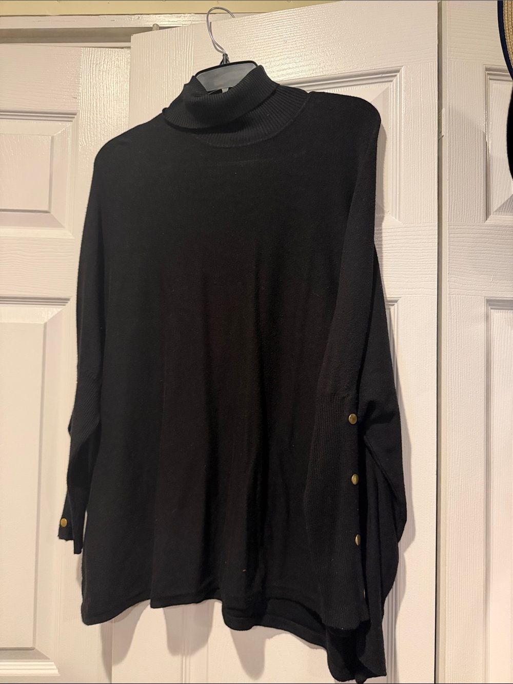 Joseph A Black Turtleneck Sweater with Gold Button Details